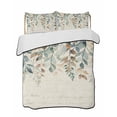 thumbnail image 1 of Green Brown Botanical Summer Quilt Set Twin Size,Soft Quilted Bedding Set with 2 Pillow Shams,Farmhouse Eucalyptus Leaves Rustic Lightweight All Season Bedspread Coverlet for Bedroom 68"x86", 1 of 6