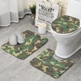 thumbnail image 1 of Green Brown Camo Classic Pattern Bathroom Rugs Sets 3 Piece,Toilet Cover Set,Absorbent Non Slip Bathroom Mats Sets with U-Shaped Contour Rug Toilet Rug Set, 1 of 5