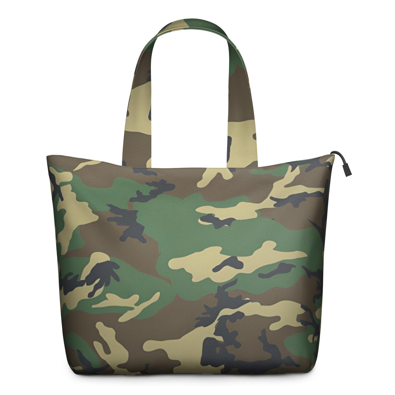 Green Brown Camo Classic Pattern Travel Tote Bags for Women Carry On,Large Weekender Bags for Women Travel,Multi Functional Duffle Bag for Work,Shopping,Sports