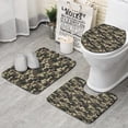 thumbnail image 1 of Green Brown Camo Classic Shapes Pattern Bathroom Rugs Sets 3 Piece,Toilet Cover Set,Absorbent Non Slip Bathroom Mats Sets with U-Shaped Contour Rug Toilet Rug Set, 1 of 5