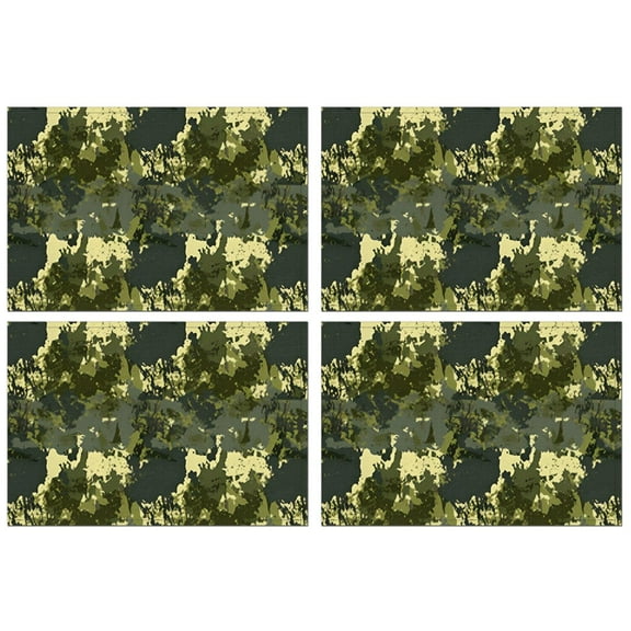 Green Brown Camo Forest Pattern Summer Placemats Table Placemats Set Of 4-Linen Kitchen Washable Placemats Table Mats 11.8"x17.7" Non-Slip Heat Resistant