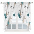 thumbnail image 1 of Green Brown Diamond Swag Valances for Windows, Kitchen Curtains 36 Inch Length 2 Panels Set, Modern Geometric Middle Century Short Curtains for Small Windows Rod Pocket Cafe Curtains Drapes 28"x36", 1 of 8