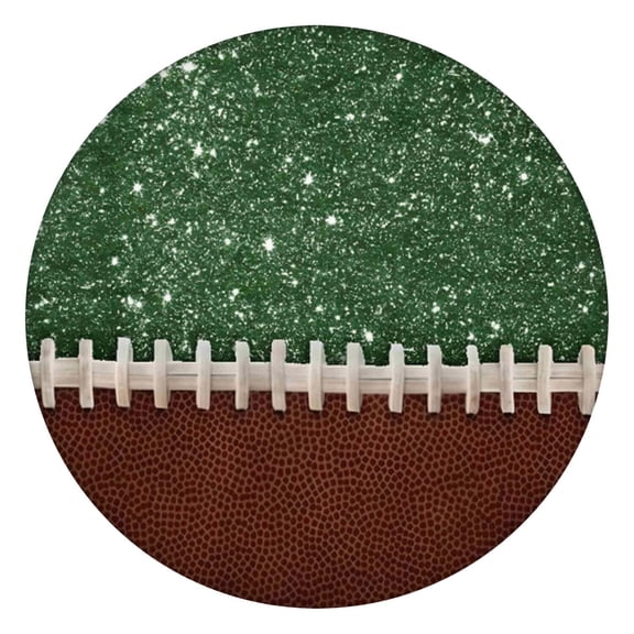 Green and Brown Football Stitch Pattern Round Fitted Tablecloth with Elastic Edge,Dining Table Cover Waterproof,Outdoor Round Tablecloth for Camping,Dining,Indoor and Outdoor