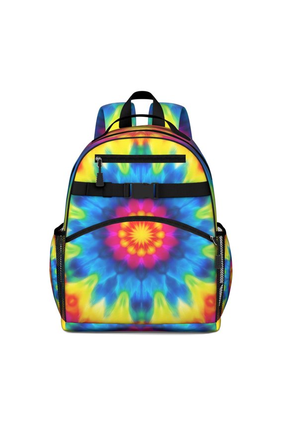 Colorful Tie Dye Mandala Pattern Backpack for School,Cute School Bag,Schoolbag with Adjustable Shoulder Straps & Padded Back,15.25"x11.5"x5.25"