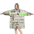 thumbnail image 1 of Green Brown Football Words Pattern Wearable Oversized Blanket,Wearable Blanket Hoodie for Adults,Cozy Hooded Blankets with Super Pockets,Super Warm Fuzzy Pullover for Women & Men, 1 of 6