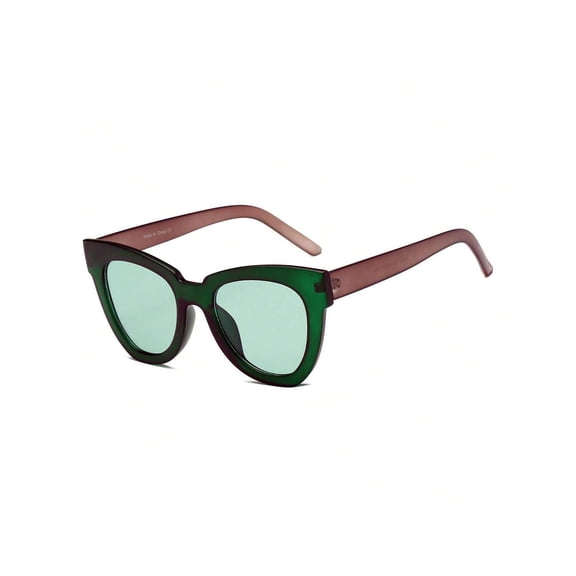 Green & Brown Frame Light Green Lens Retro Sunglasses - UV400 Protection Classic Daily Eyewear