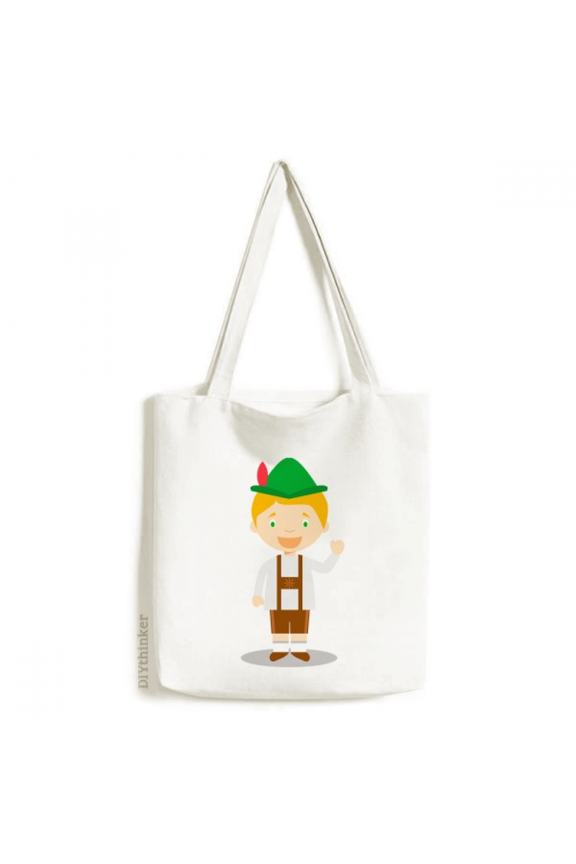 Green Brown Germany Cartoon Tote Canvas Bag Shopping Satchel Casual Handbag