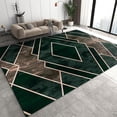 thumbnail image 1 of Green Brown Gradient Geometry Area Rug, Retro Abstract Distressed Golden Line Indoor Non Slip Print Rugs, Machine Washable Durable Carpet For Front Entrance Floor Decor 4x5ft, 1 of 6