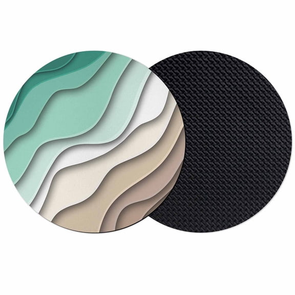 Green Brown Ombre Coasters Set of 2,Soft Absorbent Coasters for Drinks,Modern Geometric Abstract Aesthetic Cream Non-Slip Cup Coaster Mat with Rubber Bottom for Home Kitchen Coffee Bar Table Decor 4"