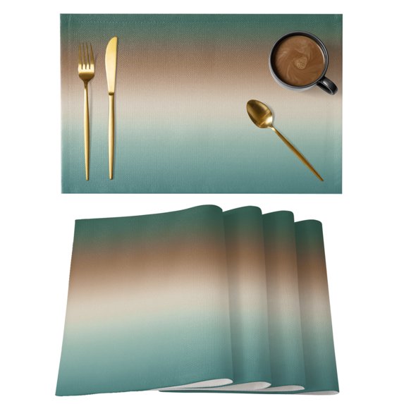 Green Brown Ombre Placemats Set of 8 Modern Gradient Abstract Art Place Mats Indoor Wipeable Table Mats Washable Cloth Dining Table Placemats for Kitchen Holiday Party Home Decor 13x19 Inch