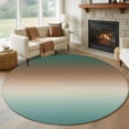 thumbnail image 1 of Green Brown Ombre Round Area Rug 8Ft Washable Large Circle Rugs for Living Room Dorm, Modern Gradient Abstract Art Non-Slip Carpet Floor Mats Indoor Outdoor Carpet Runner Aesthetic Home Decor, 1 of 8