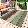 thumbnail image 1 of Green Brown Outdoor Rug for Patio/Deck/Porch, Non-Slip Large Area Rug 3 x 5 Ft, Country Wood Grain Abstract Stripe Indoor Outdoor Rugs Washable Area Rugs, Reversible Camping Rug Carpet Runner, 1 of 8