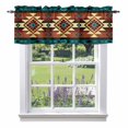 thumbnail image 1 of Green Brown Pattern Valance Curtain Retro Bohemian Square Abstract Geometric Window Valances Rod Pocket Short Curtains Window Treatments for Kitchen Bedroom Bathroom Laundry 60" x 14", 1 of 9
