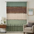 thumbnail image 1 of Green Brown Sheer Curtains 45 Inches Long, Country Wood Grain Abstract Stripe Light Filering Curtains, Breathable Simi Curtain Privacy Drapes for Kitchen Bathroom Lightweight Small Window Treatment, 1 of 9