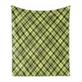 thumbnail image 1 of Green and Brown Soft Flannel Fleece Blanket, Diagonal Checkered Pattern Irish Tartan Geometric Classic Arrangement, Cozy Plush for Indoor and Outdoor Use, 60" x 80", Fern Green Brown, by Ambesonne, 1 of 5