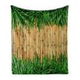 thumbnail image 1 of Green and Brown Soft Flannel Fleece Throw Blanket, Bamboo with Grass Inspirations Summer Ecology Japanese, Cozy Plush for Indoor and Outdoor Use, 50" x 70", Sand Brown Fern Green, by Ambesonne, 1 of 6