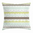 thumbnail image 1 of Green and Brown Throw Pillow Cushion Cover, Geometrical Half Circles Lines Curves Floral Design, Decorative Square Accent Pillow Case, 18 X 18 Inches, Yellow Green Mint Green Umber, by Ambesonne, 1 of 2