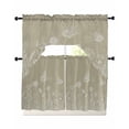thumbnail image 1 of Green Brown Wildflowers Swag Kitchen Curtains Sets for Windows 24 Inch Length, Modern Floral Butterfly Plant Short Window Curtain Panels Swags Valances and Tiers 3 Piece Set for Cafe/Dining Room, 1 of 5