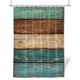 thumbnail image 1 of Green Brown Wood Grain Shower Curtain, Vintage Green Brown Khaki Teal Wood Stripes Waterproof Shower Curtain Set with 12 Hooks Lightweight Bath Curtains Fabric Bathroom Decor 48x72 Inches, 1 of 9