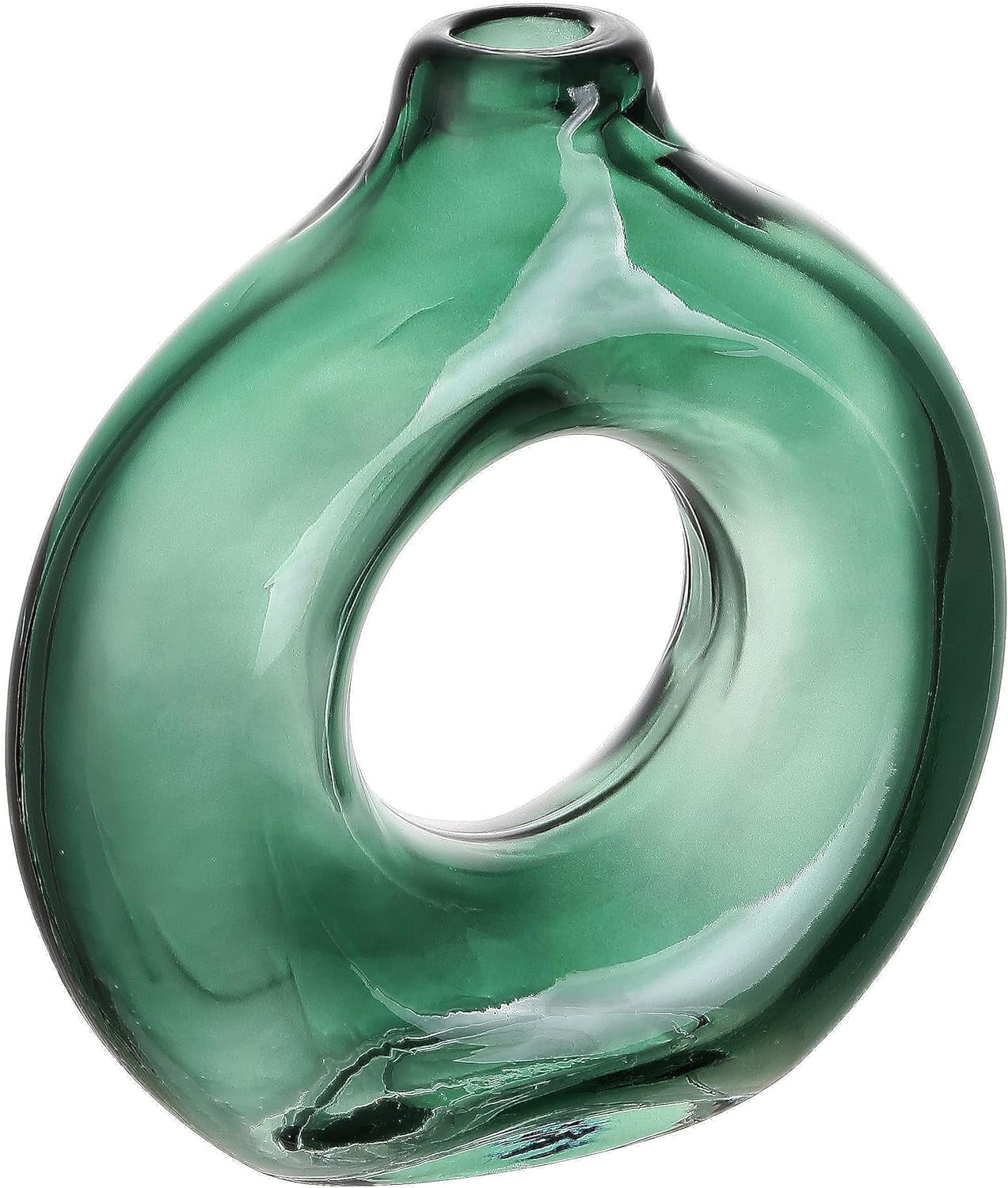 Green Bud Circle Modern Donut Glass Vase Flowers Home Décor Accents For