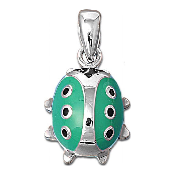 Green Bug Pendant Sterling Silver