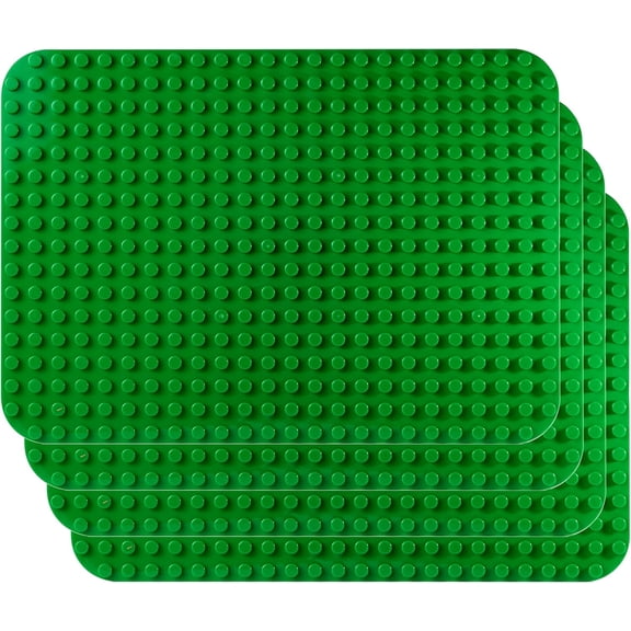 Green Building Block Base Plate for Large Blocks 15" x 10" - Compatible with Major Brands, STEM Learning (4X Green)