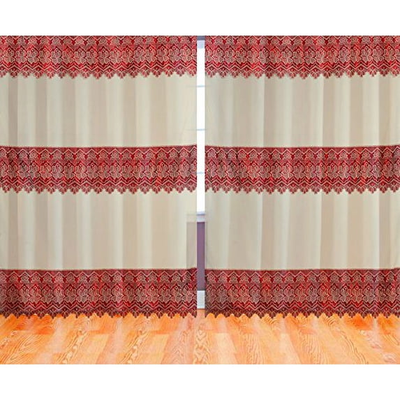Green Burgundy Pink Beige Room Decor Satin Sheer Window Curtain Drapes 60x90" (2, Burgundy Curtain)