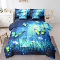 thumbnail image 1 of Green Butterfly Comforter Set 7 Piece Bed in a Bag Twin,Country Butterflies Bedding Sets Rustic Aesthetic Animal Sheet Set with Comforter,Watercolor Beetles Bed Set, 1 of 6