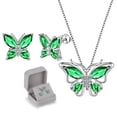 thumbnail image 1 of Gren Butterfly Jewelry Emerald May Birthstone Jewelry Set Fine Necklace/Earrings 925 Sterling Silver Women Birthday Mother's Day Gifts, 1 of 10