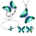 thumbnail image 1 of Green Butterfly Jewelry Sets 5PCS, Necklace Earrings Bracelet Ring May Birthstone Jewelry Set Emerald Sterling Silver Women Birthday Mother's Day Gifts, 1 of 6