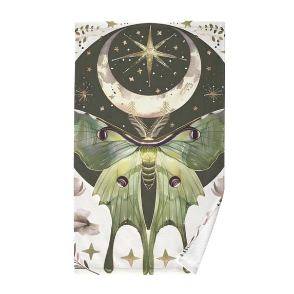 Green Butterfly Moon Hand Towel Cotton Bath Towel Large Face Towels Absorbent for Bathroom Home Hotel