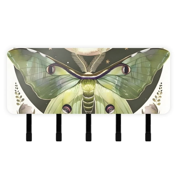 Green Butterfly Moon Key Holder for Wall Mail Holder Organizer with 5 ...