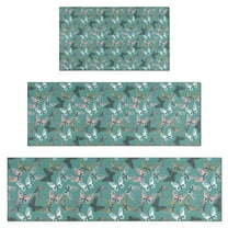 Green Butterfly Pattern Kitchen Rugs Sets Of 3,Kitchen Runner Rugs Non Skid Washable,Decorative Kitchen Floor Mats for Kitchen,Sink,Laundry,17"x30" 17"x47" 17"x59"
