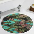 thumbnail image 1 of Green Butterfly Round Carpet Circle Rug Outdoor Patio Area Rug Washable Large Area Rugs Hallway Room Decor Fitness Mats, 1 of 8