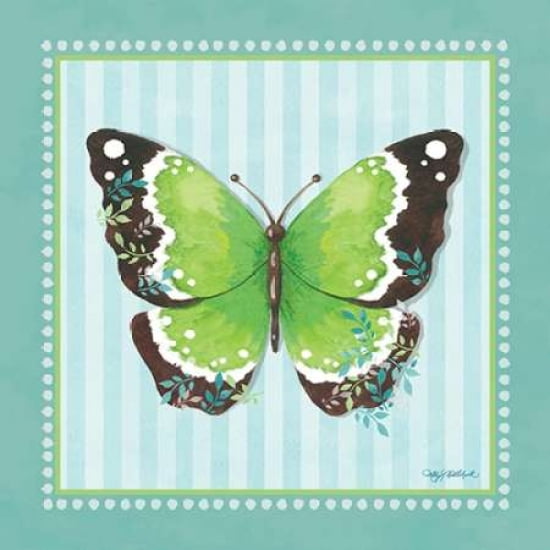 Green Butterfly - Stripe Canvas Art - Kathy Middlebrook (24 x 24)