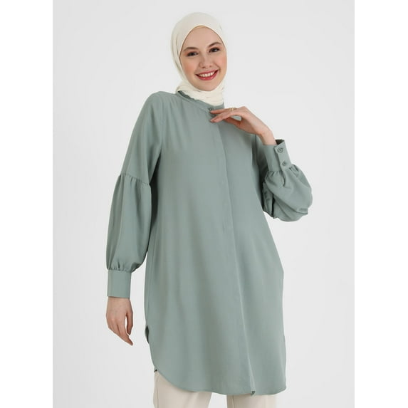Green - Button Collar - Tunic - Refka