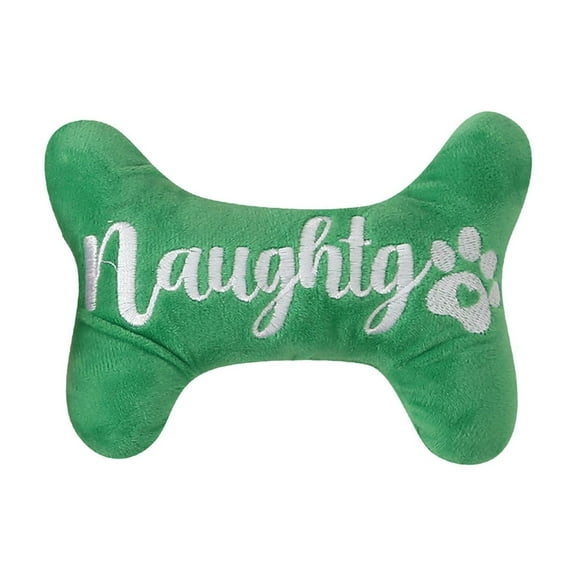 Green C Holiday Plush Squeaky Bone Dog Toy Christmas Theme Soft Pet Chew Play For Small Medium Canines Interactive Fun Holiday Activity