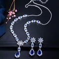 thumbnail image 1 of Green CZ Flower Water Drop Bridal Wedding Necklace Earrings Costume Jewelry Set, 1 of 6