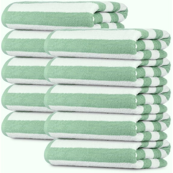 Belem Highly Absorbent Cabana Stripe Large Beach Towels, 100% Cotton, Fast-Drying and Durable, 33x70 Inches, 2 Dozen