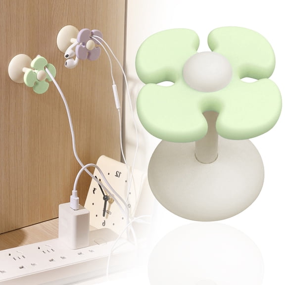 Green Cable Management Clip, Flower Desk Wire Holder Organizer, For USB Phone Charger Cord Living Room RV,1PC,Green