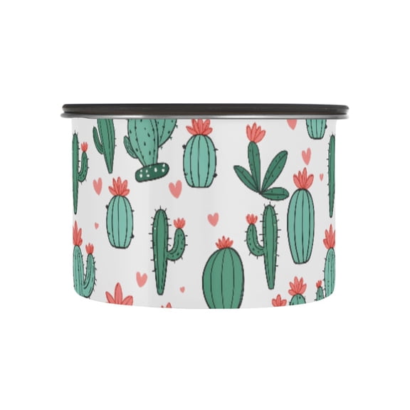 Green Cacti Cactus Airtight Coffee Bean Canister 17oz Food Storage Containers with Lids For Gournd, Tea, Sugar, Flour, Rice, Cereal, Candy Cookie Jar