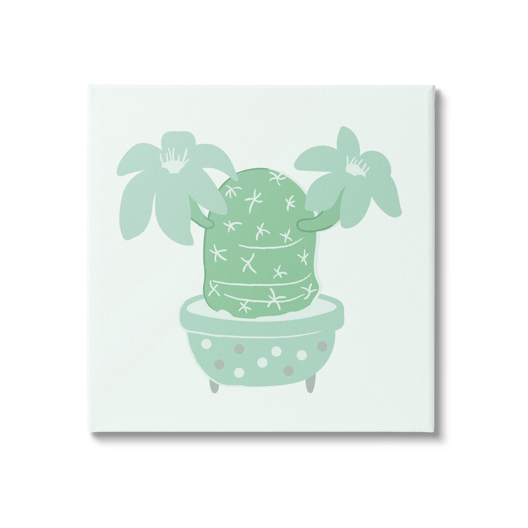 Green Cactus Flower Blooming Plant Botanical & Floral Graphic Art Gallery Wrapped Canvas Print Wall Art