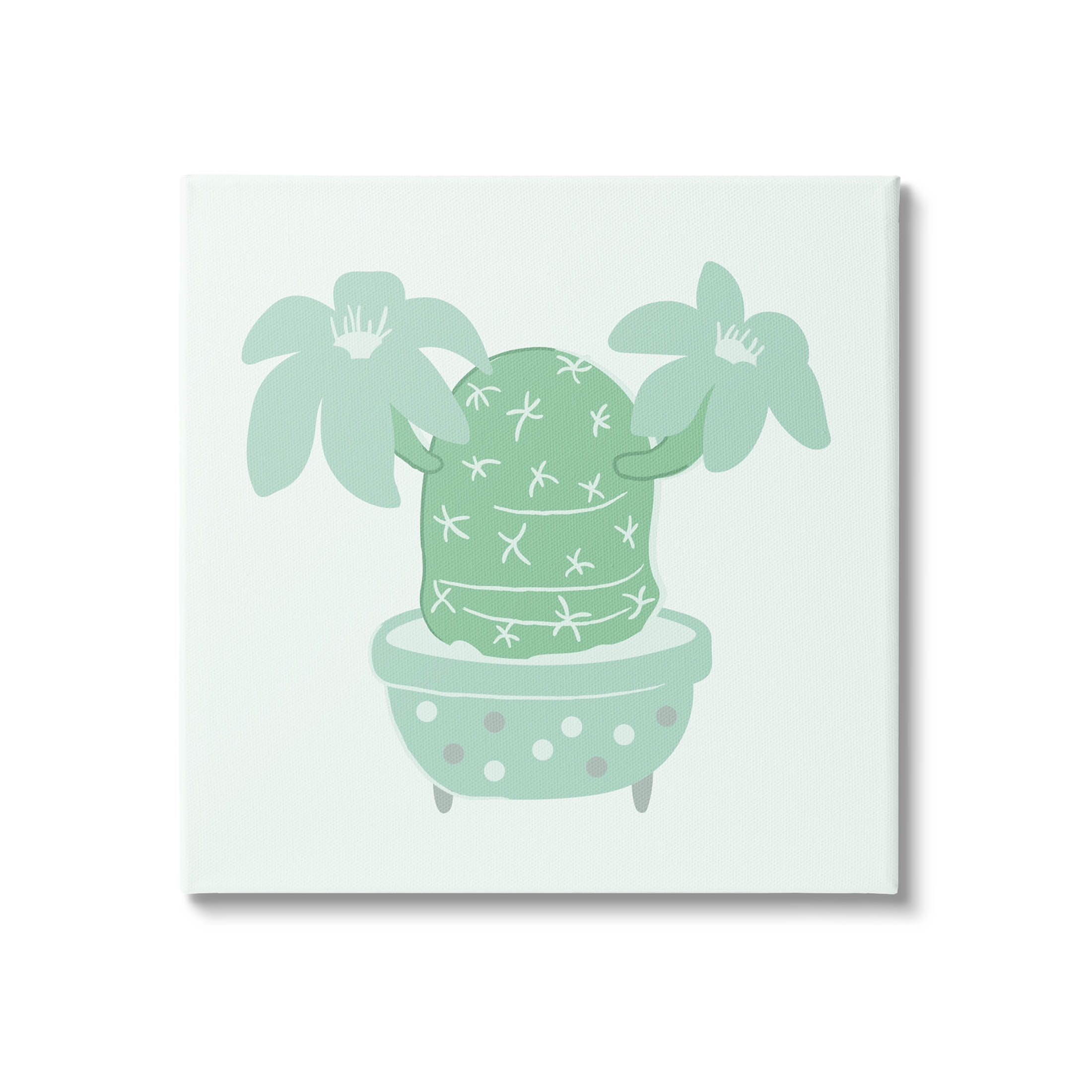 Green Cactus Flower Blooming Plant Botanical & Floral Graphic Art Gallery Wrapped Canvas Print Wall Art