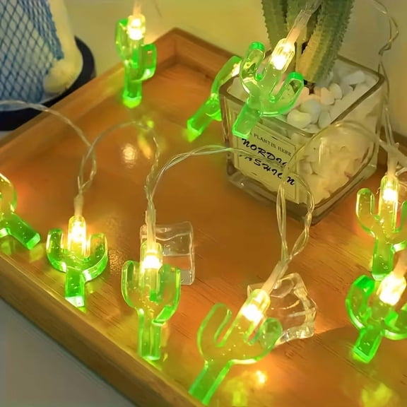 Green Cactus LED String Lights - Versatile Decorative Lights for Holidays and Events