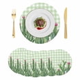 thumbnail image 1 of Green Cactus Tropical Round 13 Inch Placemats Set of 6, Sage Green Buffalo Plaid Summer HeatResistant Non Slip Place Mats for Dining Table, Wipeable Braided Kitchen Table Mats for Housewarming, 1 of 9
