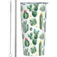 thumbnail image 1 of Green Cactus Tumbler Succulents Stainless Steel Insulated Tumblers with Lid Straw Reusable Tropical Plant Coffee Travel Mug Tea Drinking Wine Smoothie Cups Gifts for Women 20 Oz, 1 of 5