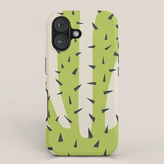 Green Cactus and Charcoal Thorn Tough Case for Apple iPhone, Dual-Layer Polycarbonate and TPU