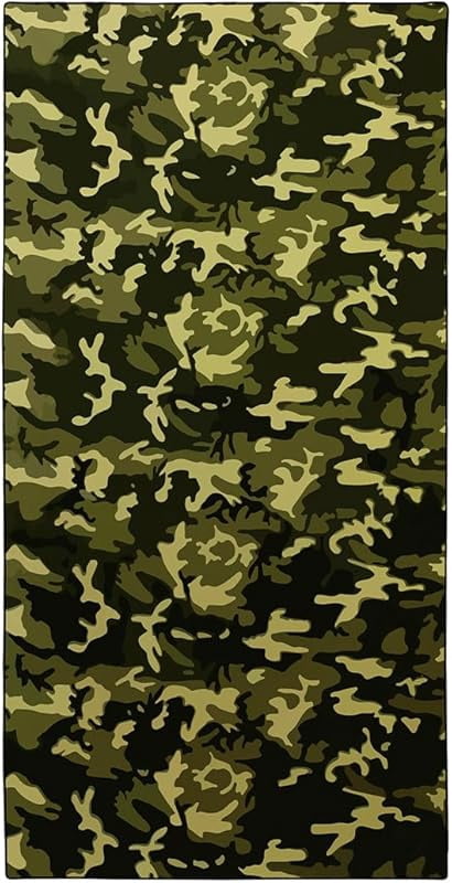 Green Camo Beach Towel Oversized 71x36IN Quick Dry Sand-Free Black Camo Bath Towels for Swim Pool Camping Travel