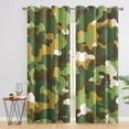 thumbnail image 1 of Green Camo Bedroom Curtains - Camouflage Printed Living Room Curtains, Green Camo Home Decor Blackout Window Drapes With Grommet 42"W x 84"L (Pack of 2), 1 of 6