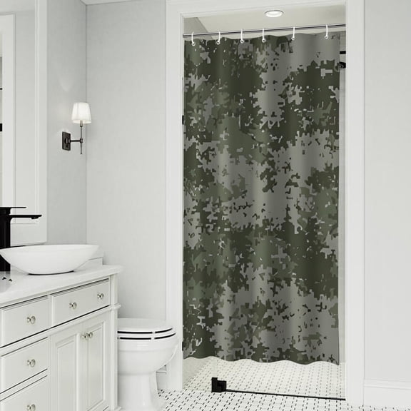 Green Camo Digital Pixel Pattern Shower Curtain 36"x72" ,Bathroom Decorative Shower Curtains Set with 12 Hooks,Modern Waterproof Washable Shower Curtain